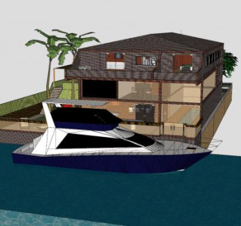 湖畔大厦别墅建筑SU模型下载_sketchup草图大师SKP模型