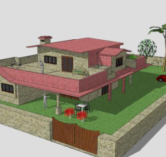 现代小屋别墅建筑SU模型下载_sketchup草图大师SKP模型