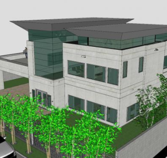 现代化住宅别墅建筑SU模型下载_sketchup草图大师SKP模型