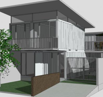 现代集装箱房屋建筑SU模型下载_sketchup草图大师SKP模型