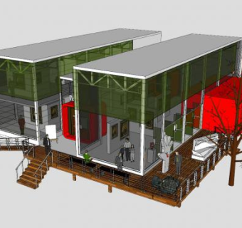 楼阁别墅建筑SU模型下载_sketchup草图大师SKP模型