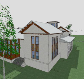 建筑事务所办公建筑SU模型下载_sketchup草图大师SKP模型