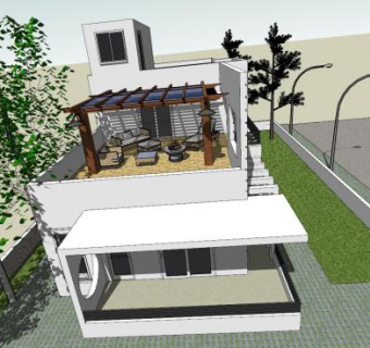 现代简约住宅别墅SU模型下载_sketchup草图大师SKP模型