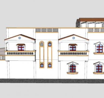 豪华户外别墅建筑SU模型下载_sketchup草图大师SKP模型