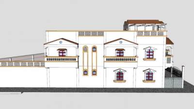 豪华户外别墅建筑SU模型下载_sketchup草图大师SKP模型