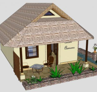 豪华浪漫平房别墅SU模型下载_sketchup草图大师SKP模型