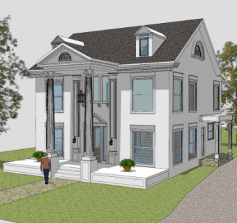 房地产别墅建筑SU模型下载_sketchup草图大师SKP模型
