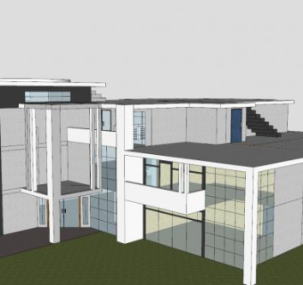 三层现代婴儿床别墅SU模型下载_sketchup草图大师SKP模型