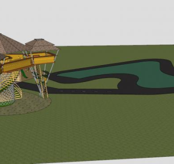 儿童游乐公园小型湖泊设备SU模型下载_sketchup草图大师SKP模型