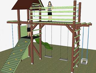 儿童公园攀高滑梯设备SU模型下载_sketchup草图大师SKP模型