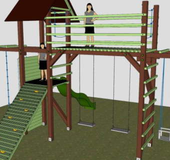 儿童公园攀高滑梯设备SU模型下载_sketchup草图大师SKP模型