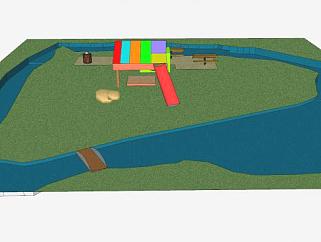 水上和公园里的游乐设备SU模型下载_sketchup草图大师SKP模型