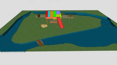 水上和公园里的游乐设备SU模型下载_sketchup草图大师SKP模型