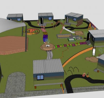 大型公园现代游玩设施SU模型下载_sketchup草图大师SKP模型