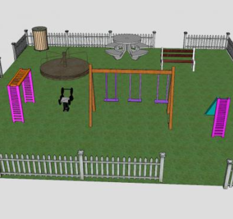 现代公园观景休闲区SU模型下载_sketchup草图大师SKP模型