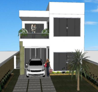 现代化别墅建筑SU模型下载_sketchup草图大师SKP模型