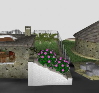 田园风格别墅建筑SU模型下载_sketchup草图大师SKP模型