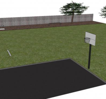 户外操场和篮球场SU模型下载_sketchup草图大师SKP模型