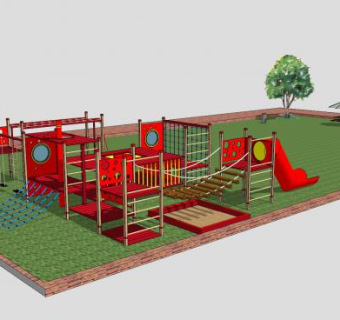 户外操场儿童游乐设施SU模型下载_sketchup草图大师SKP模型