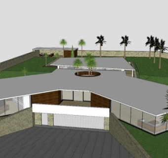 现代大豪宅别墅建筑SU模型下载_sketchup草图大师SKP模型