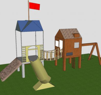 木头攀爬楼梯操场SU模型下载_sketchup草图大师SKP模型
