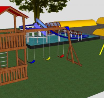 水上游乐场设计SU模型下载_sketchup草图大师SKP模型
