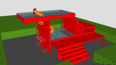 水上游乐场蹦极设备SU模型下载_sketchup草图大师SKP模型