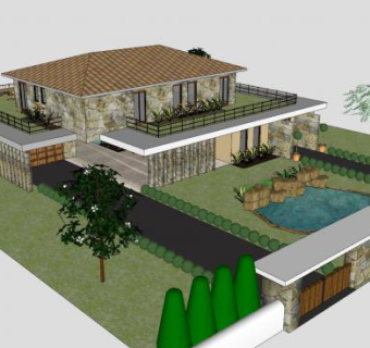 现代房子豪宅建筑SU模型下载_sketchup草图大师SKP模型