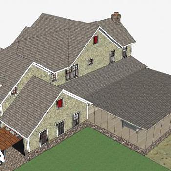 现代庄园住宅建筑SU模型下载_sketchup草图大师SKP模型