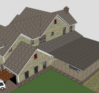 现代庄园住宅建筑SU模型下载_sketchup草图大师SKP模型
