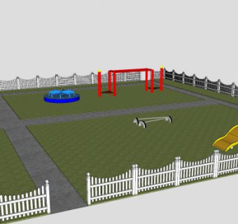 现代公园观景操场SU模型下载_sketchup草图大师SKP模型