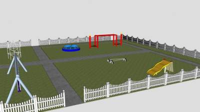 现代公园观景操场SU模型下载_sketchup草图大师SKP模型