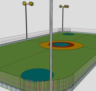围栏操场建筑SU模型下载_sketchup草图大师SKP模型