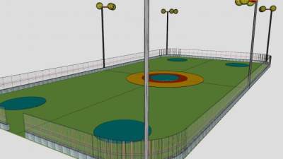 围栏操场建筑SU模型下载_sketchup草图大师SKP模型