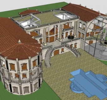 文艺复兴时期别墅建筑SU模型下载_sketchup草图大师SKP模型