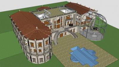 文艺复兴时期别墅建筑SU模型下载_sketchup草图大师SKP模型