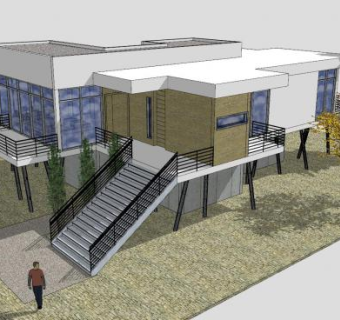 工作室合租房建筑SU模型下载_sketchup草图大师SKP模型