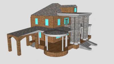 维多利亚风格房子建筑SU模型下载_sketchup草图大师SKP模型