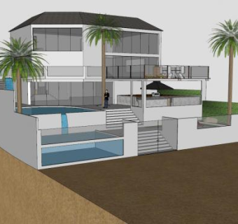 海滨别墅现代建筑SU模型下载_sketchup草图大师SKP模型