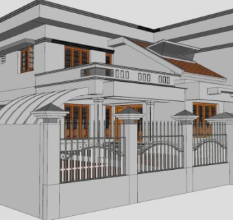 比乌拉别墅房子建筑SU模型下载_sketchup草图大师SKP模型