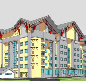 村庄别墅建筑SU模型下载_sketchup草图大师SKP模型