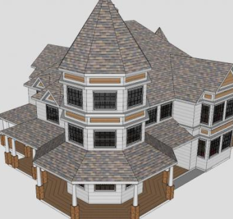 维多利亚式房子建筑SU模型下载_sketchup草图大师SKP模型