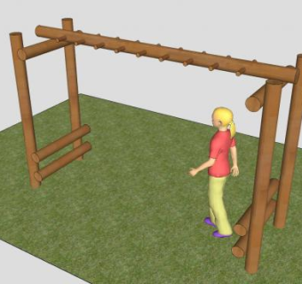 儿童游乐场单位木制梯挂SU模型下载_sketchup草图大师SKP模型