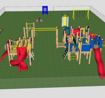 现代绿地操场和儿童游乐设施SU模型下载_sketchup草图大师SKP模型