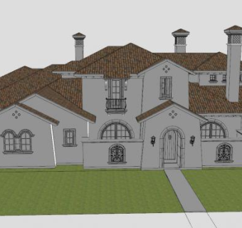 地中海建筑别墅SU模型下载_sketchup草图大师SKP模型