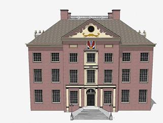 荷兰豪宅建筑SU模型下载_sketchup草图大师SKP模型