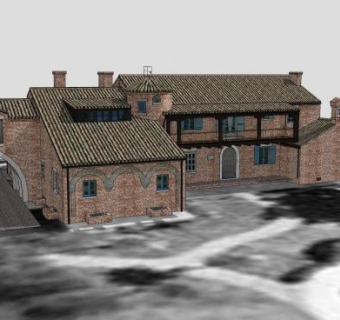 西班牙别墅建筑SU模型下载_sketchup草图大师SKP模型