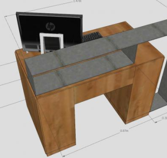 学生校舍电脑桌设计SU模型下载_sketchup草图大师SKP模型