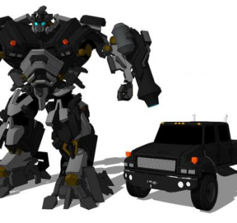 黑色变形金刚模型_su模型下载 草图大师模型_SKP模型