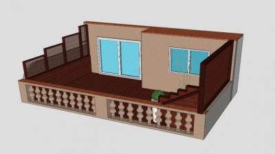 巴塞罗那俱乐部露台建筑SU模型下载_sketchup草图大师SKP模型